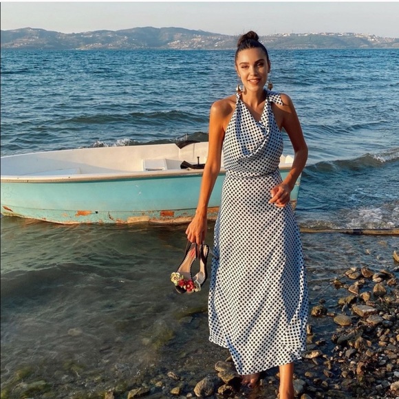 ivory halter neck midi dress Women's Evora Halter Midi Dress Ivory Cream XS/S/M/L/XL/Customize MEAN BLVD